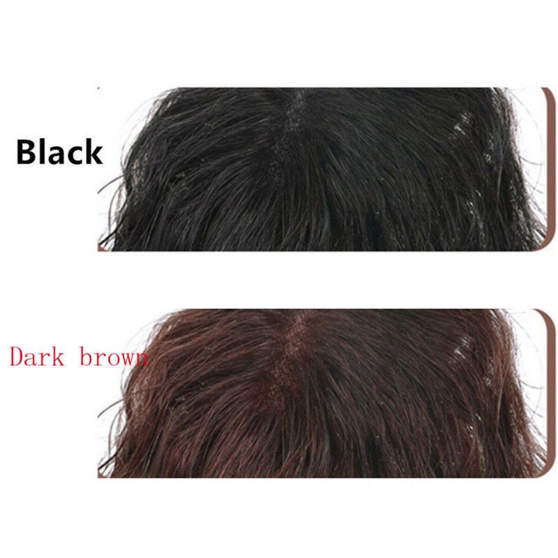 Human  Hair  Toppers Over-the-head Hair Replacement Piece Invisible Seamless Covering Clip-on Hair Topper Dark brown