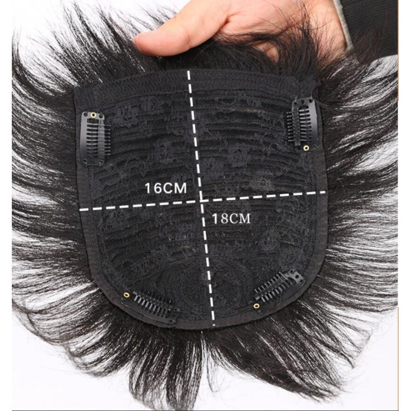 Human Wig Hair Topper Toupee Clip Hairpiece Lace Top Wig for Men Natural black_16x18
