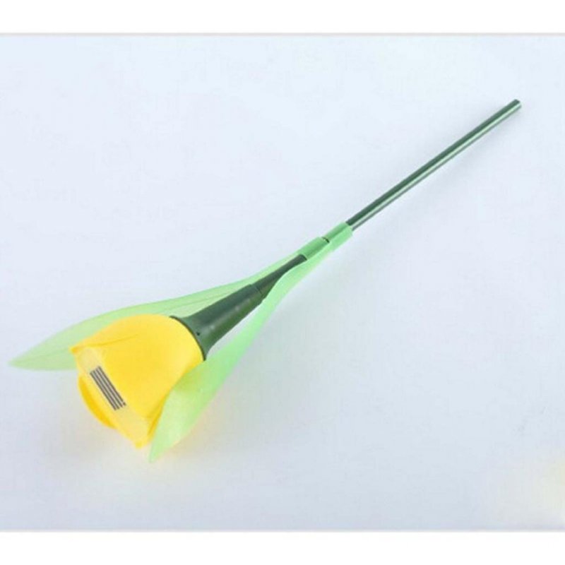 HuntGold 1X Tulip Flower Shape Solar Powered LED Lamp Outdoor Yard Garden Lawn Path Lighting(yellow)