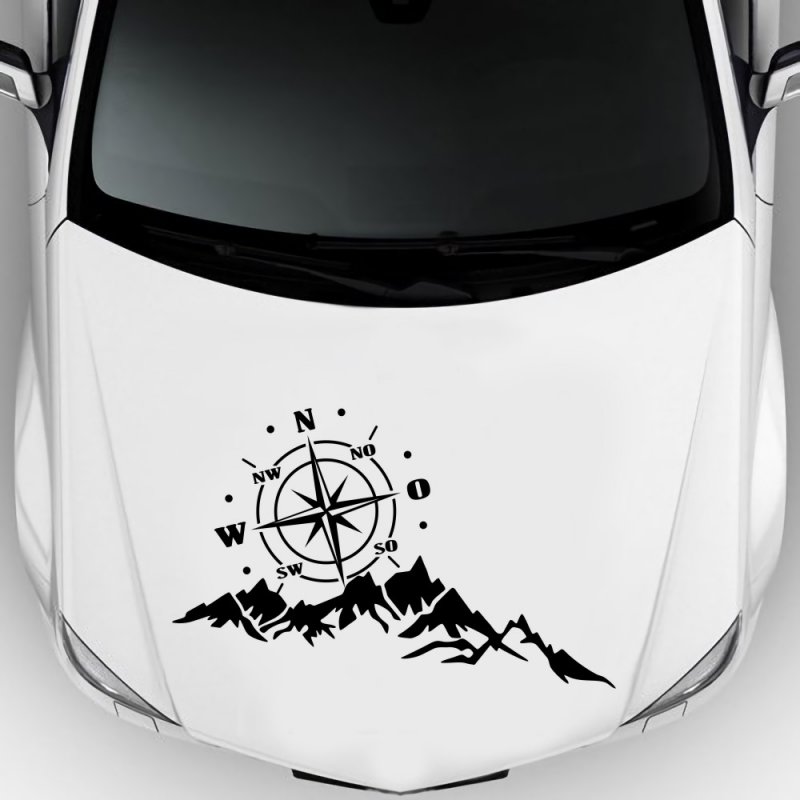 2pcs Vinyl Car Stickers and Decals Mountains Compass Navigation Graphic Sticker Vehicle hood Car Body Sticker 