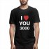 I LOVE YOU 3000 Fashion Letters Printing Unisex Short Sleeve T shirt A black XL