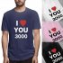 I LOVE YOU 3000 Fashion Letters Printing Unisex Short Sleeve T shirt A black XL