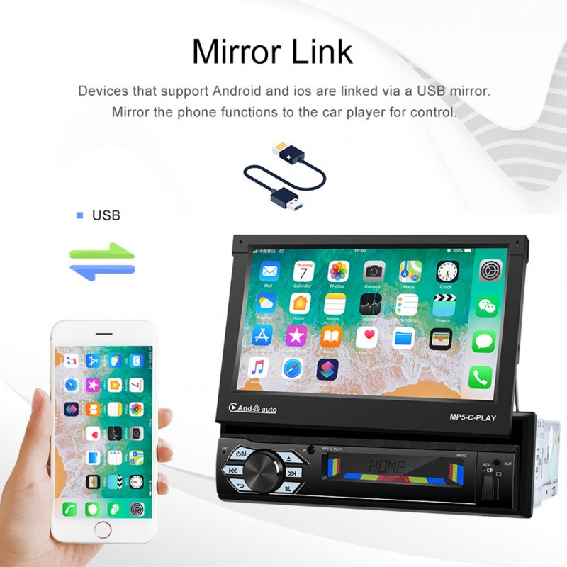 7-inch 1Din Car Radio Retractable Screen Mp5 Bluetooth Player 