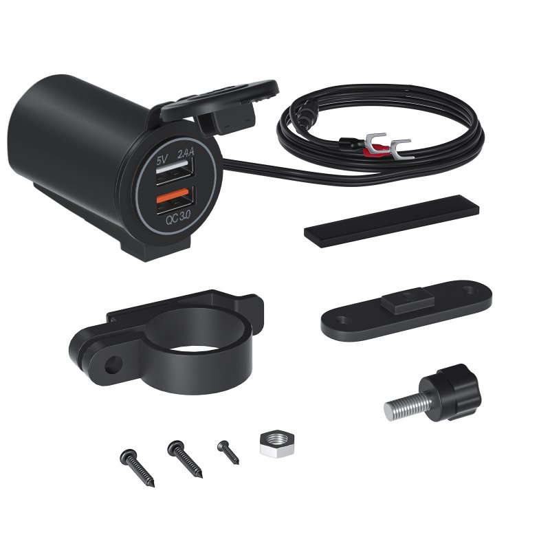 Motorcycle Charger Quick Charge Dual Usb Socket Port Interface Fast Charger With Voltmeter Modified Parts 