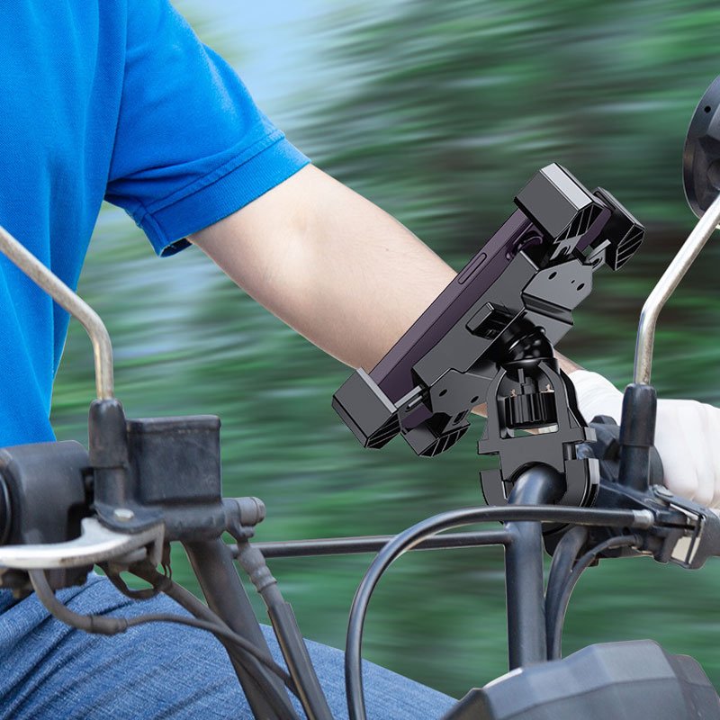 Bike Phone Holder Motorcycle Phone Mount Clip Cell Phone Clamp Adjustable 360° Rotatable For 4.7-7.1 Inch Smartphones 