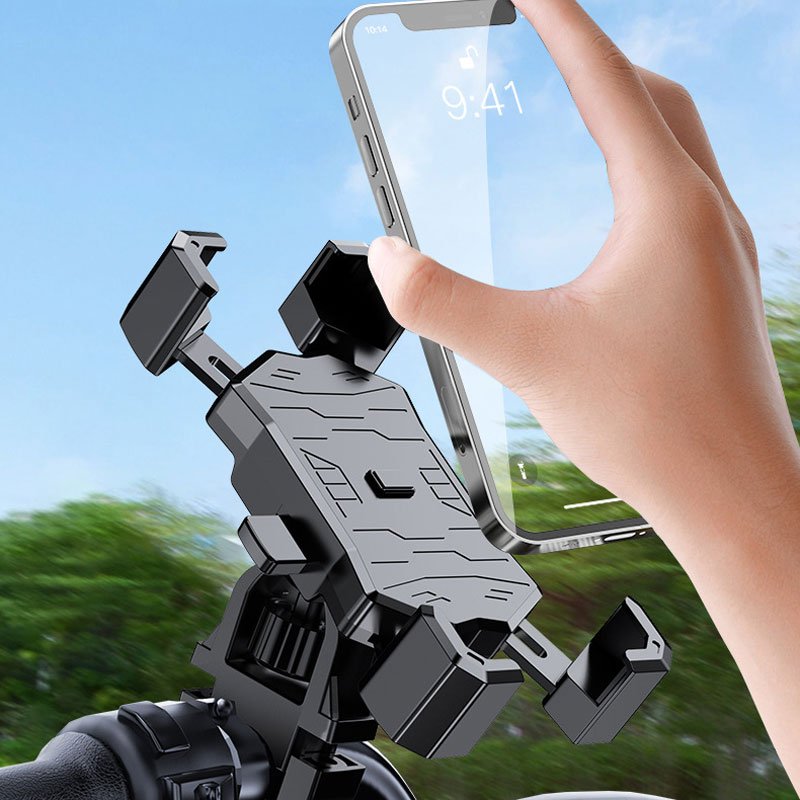 Bike Phone Holder Motorcycle Phone Mount Clip Cell Phone Clamp Adjustable 360° Rotatable For 4.7-7.1 Inch Smartphones 