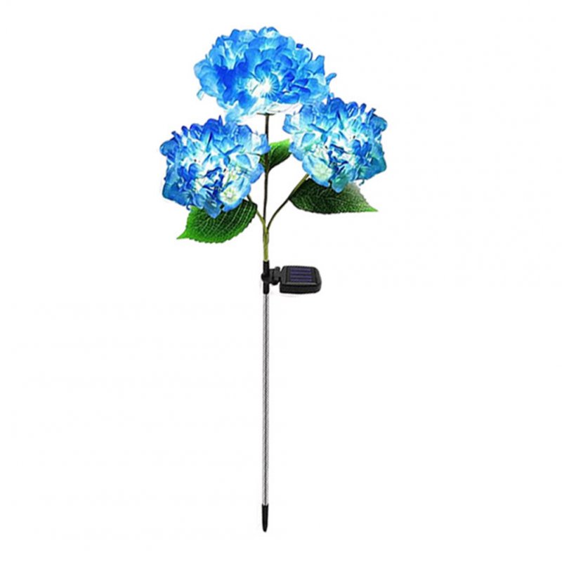 2pcs Solar Hydrangea Flower Light 3 Heads Lawn Lamps with Stake for Outdoor Garden Patio Country Decoration 