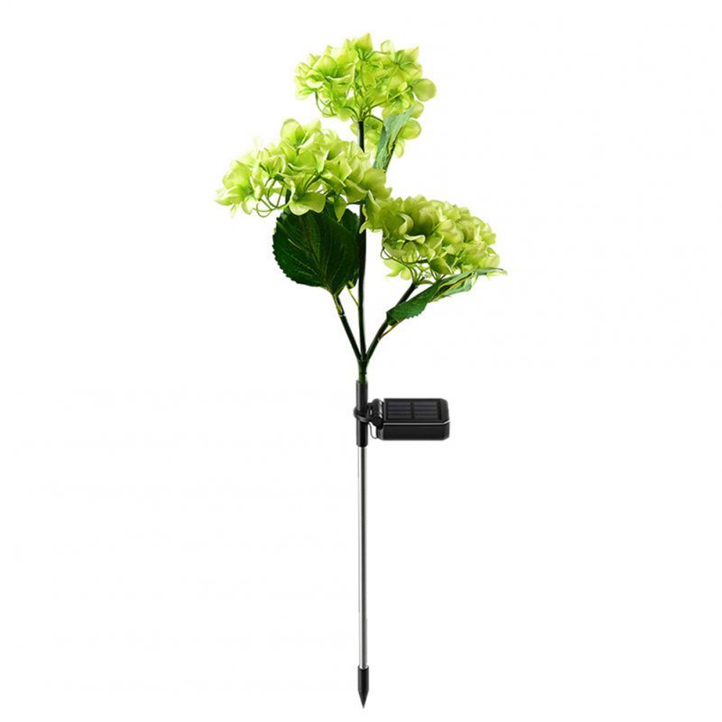 2pcs Solar Hydrangea Flower Light 3 Heads Lawn Lamps with Stake for Outdoor Garden Patio Country Decoration 