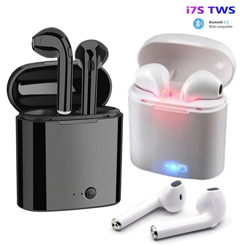 I7S Tws Wireless Bluetooth Headset With Charging Compartment Power Capacity Display Earphones White