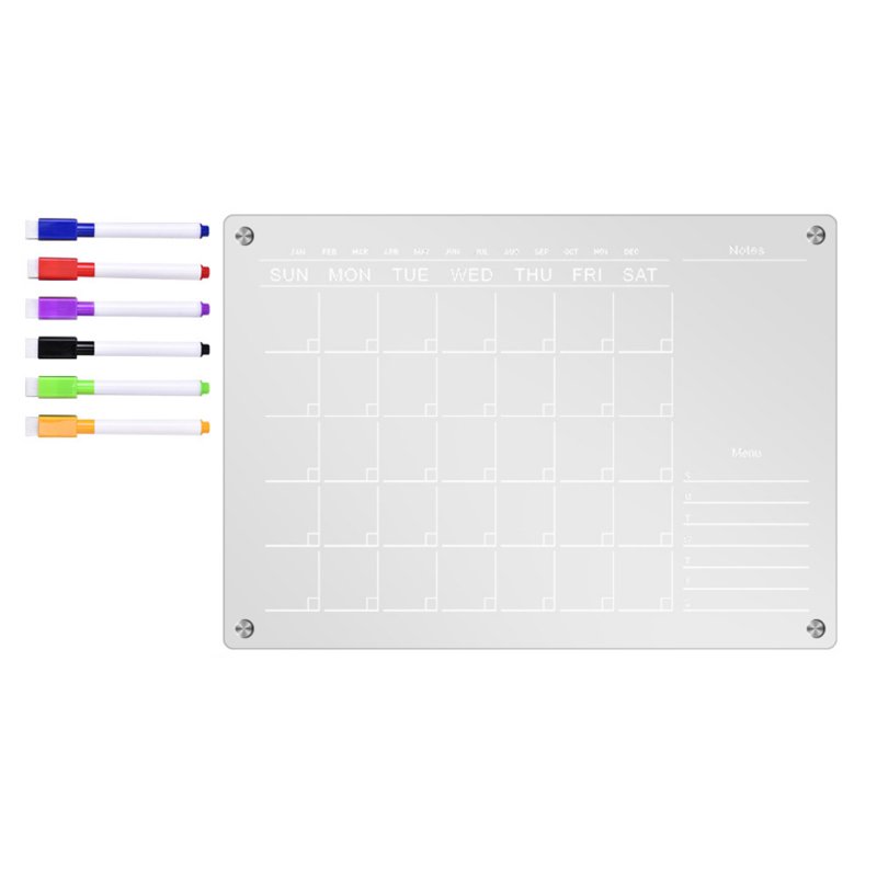 Acrylic Magnetic Calendar Board Rewritable Clear Planning Whiteboard Workout Board With 6 Markers For Fridge Refrigerator 