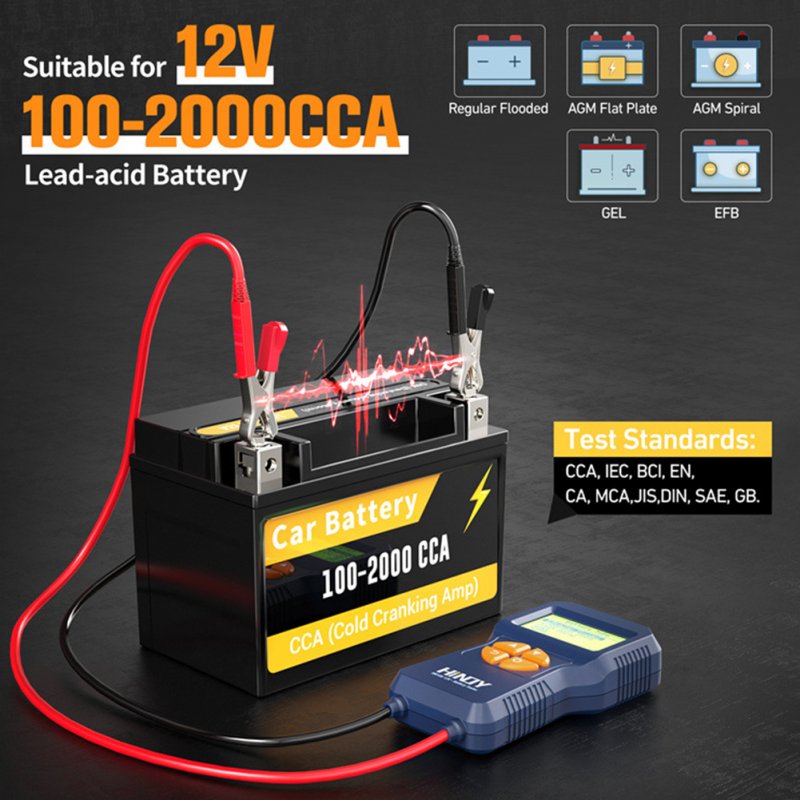 Hn108 Car Battery Tester 12v Auto Battery Load Test Charging Cranking Analyzer LCD Display Digital Tester 