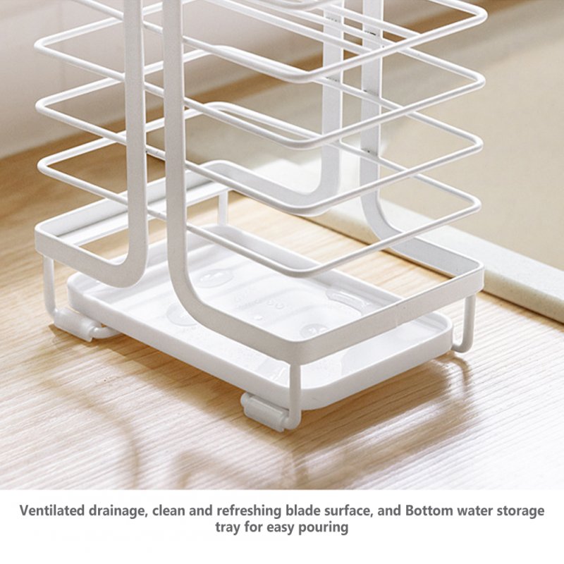 Kitchen Drain Knife Holder With Tray Multifunctional Storage Knife Rack Organizer For Kitchen Counter 
