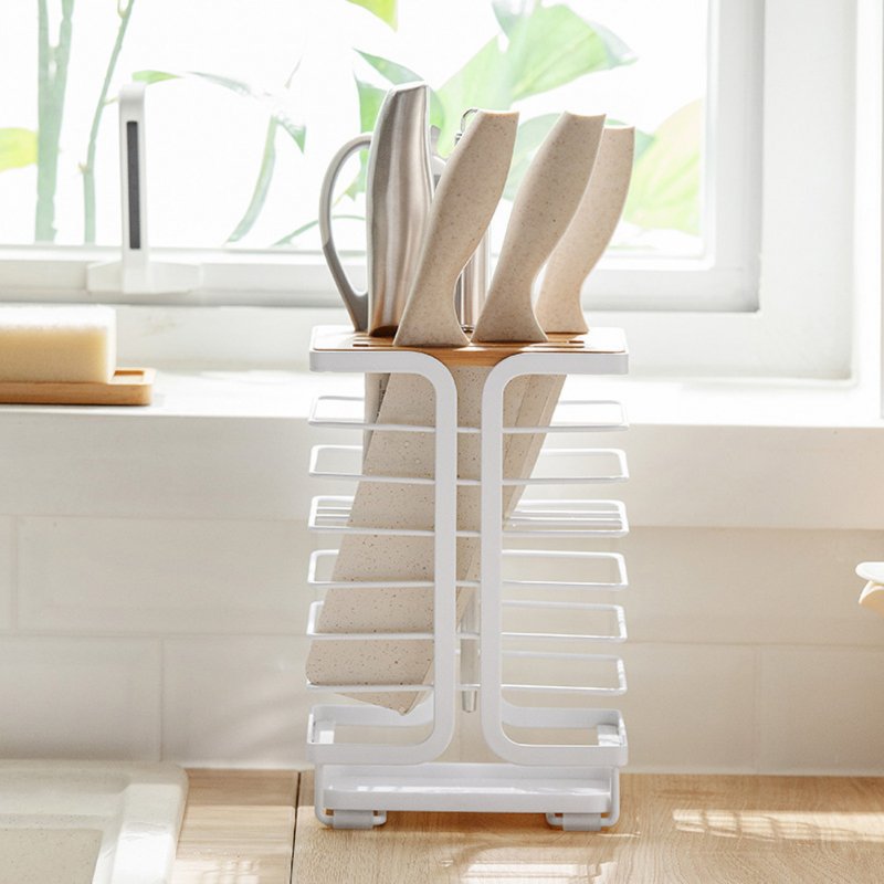 Kitchen Drain Knife Holder With Tray Multifunctional Storage Knife Rack Organizer For Kitchen Counter 