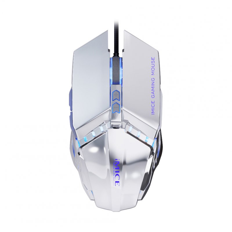 IMICE T80 7-key Usb Wired Mouse Breathing Light Adjustable Four DPI Speeds Gaming Mice Computer Accessories Silver gray