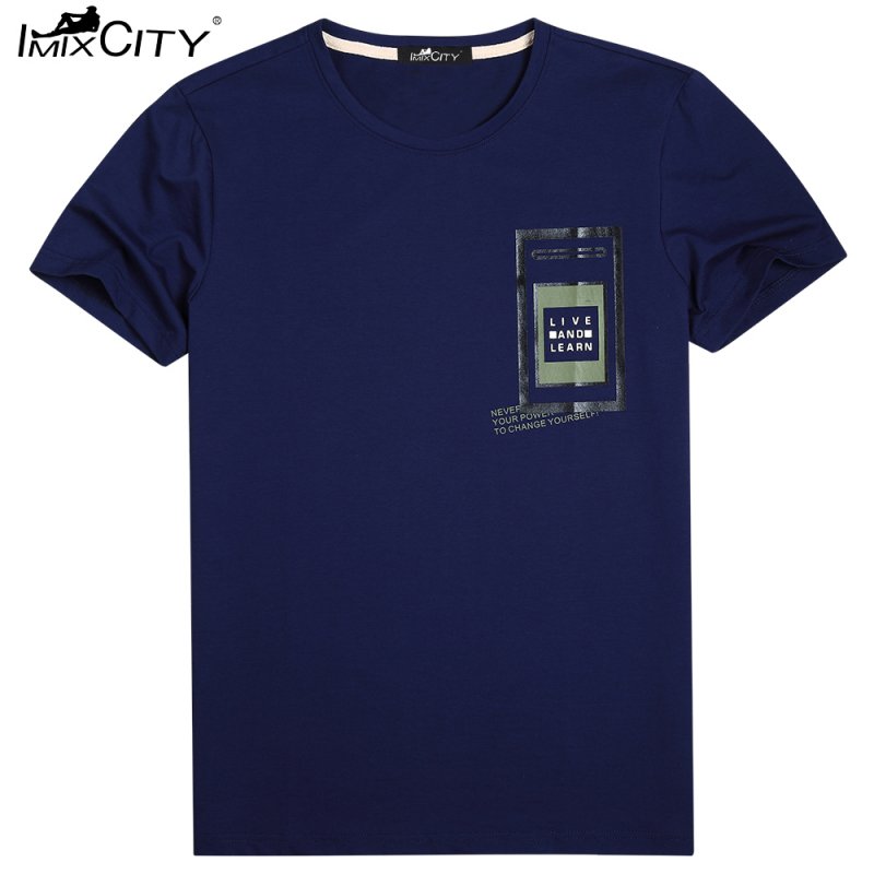 IMIXCITY Men's Short Sleeve Crewneck Casual T-Shirt Letter Summer Tops Plus Size XL-6XL