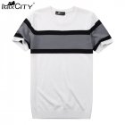 IMIXCITY Men's Slim Fit Crew Neck Short Sleeve T-Shirt Color Block Knit Tees White_L