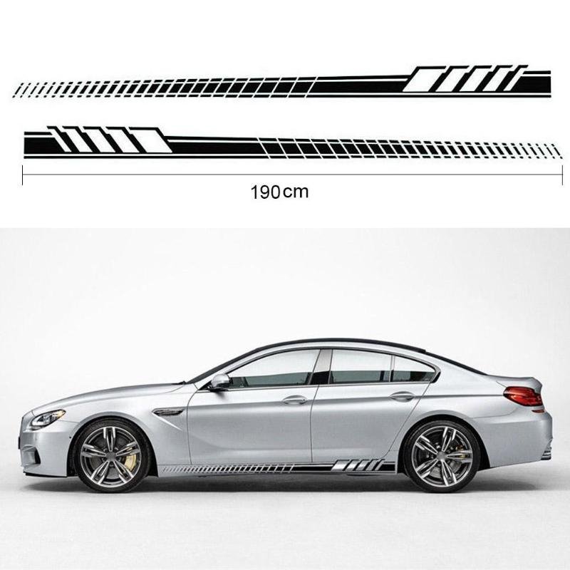 2pcs/Set Car Auto Body Stickers Long Stripe Side Skirt Decoration Vinyl Decals 