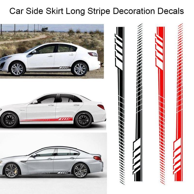 2pcs/Set Car Auto Body Stickers Long Stripe Side Skirt Decoration Vinyl Decals 