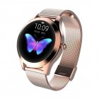IP68 Waterproof Smart Watch Lovely Women Bracelet Heart Rate Monitor Sleep Monitoring <span style='color:#F7840C'>Smartwatch</span> Fitness Wristband Gold dial gold steel strap