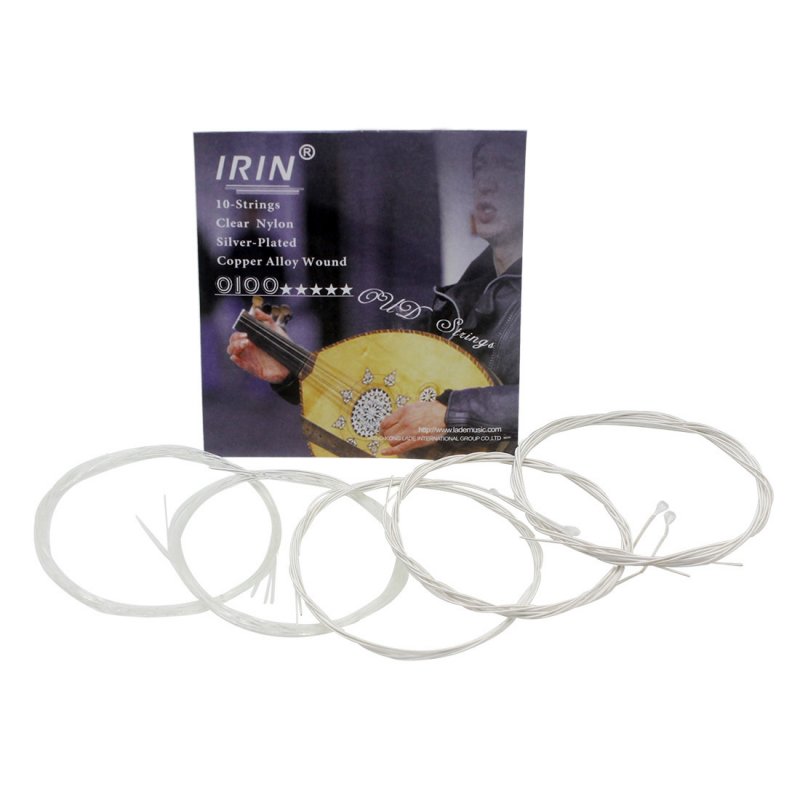 IRIN Udchenko Oud Lute Strings 10/11/12 Strings Set Transparent Nylon & Silver-Plated Copper Alloy Wrapped Strings  0100