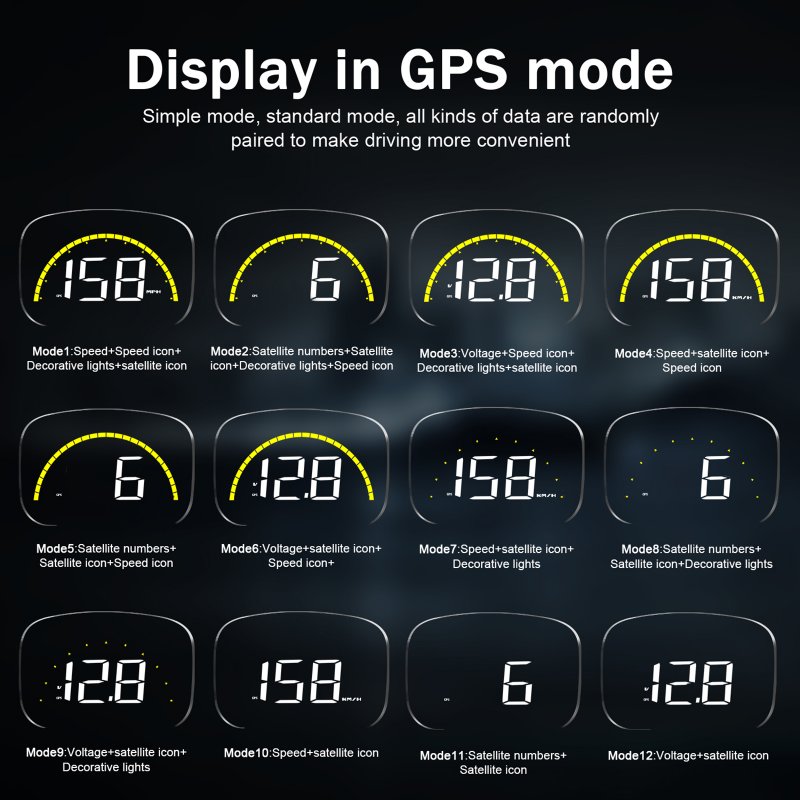 Car Hud Head-up Display GPS Obd Dual-mode Digital Display Windshield 