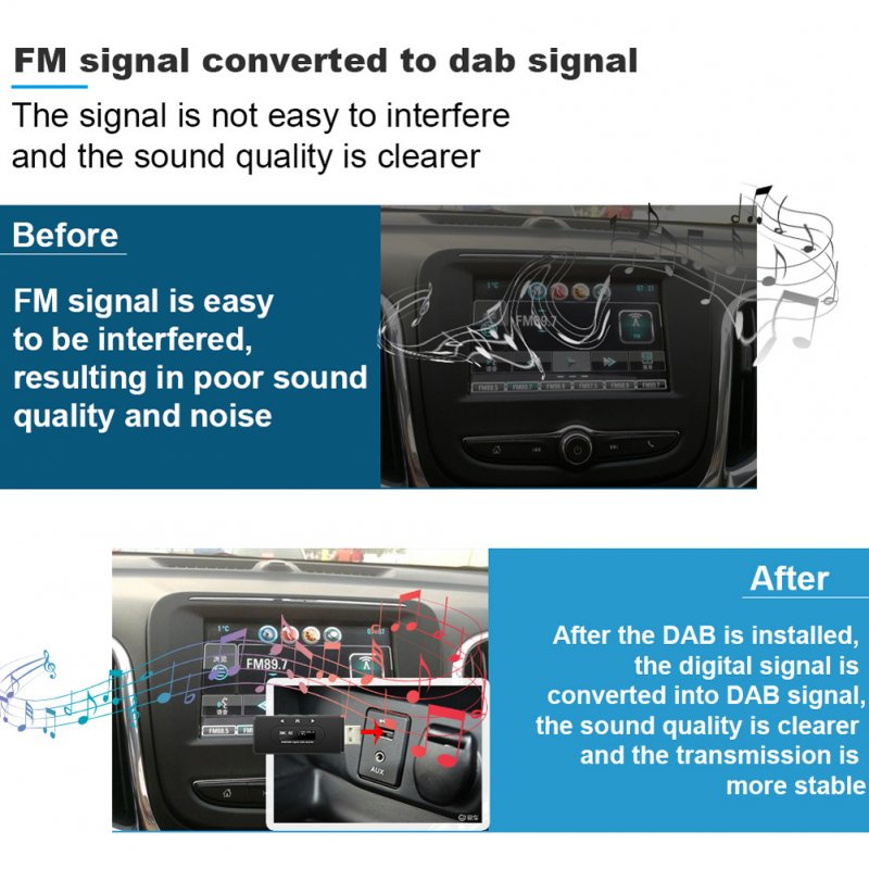 Car DAB Radio Tuner Digital Radio DAB Universal FM Wireless Transmitter Audio Transponder 