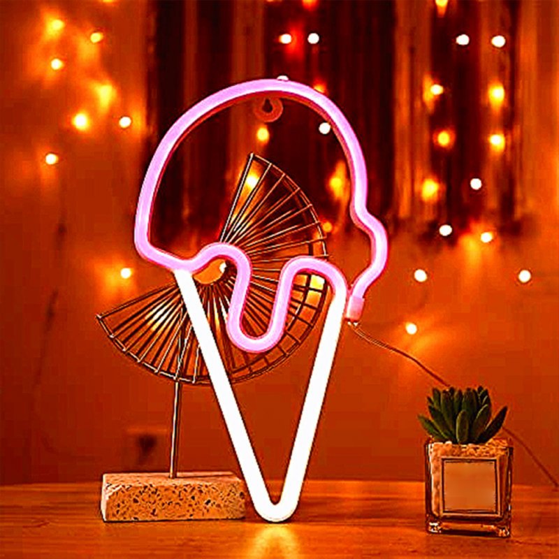 Ice Cream Neon Sign LED Light, Battery Or USB Powered Neon Light Up Signs, For KTV Pub Bar Party Home Bedroom Decorations Aesthetic Birthday Gifts ice cream neon light