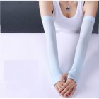 Ice Fabric Arm Sleeves Mangas Warmers Summer Sports UV Protection Running Cycling Driving Reflective Sunscreen Bands [Half fingers] blue
