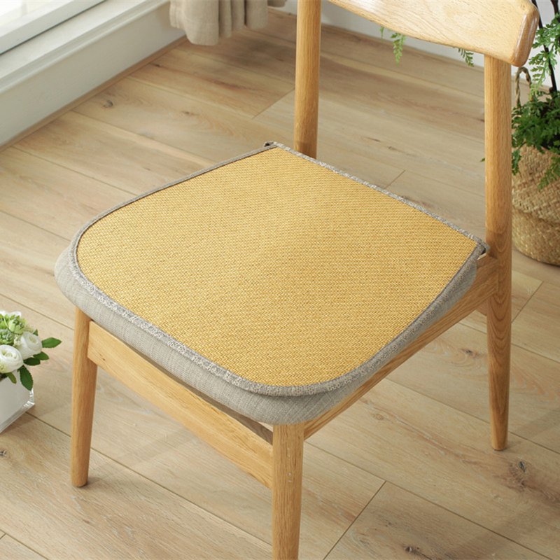 Ice Silk Dining Chair Cushion Cool Spring Summer Vine Seat Pad with Straps 40*45cm gold_40 * 45cm