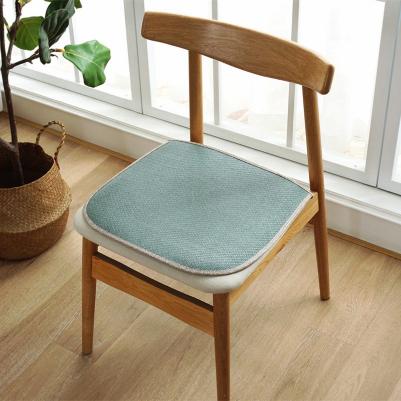 Ice Silk Dining Chair Cushion Cool Spring Summer Vine Seat Pad with Straps 40*45cm Dark green_40 * 45cm
