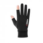 Ice Silk Non Slip Gloves Breathable Outdoor Sports Driving Riding Touch Screen Gloves Thin Anti UV Protection Two finger black One size