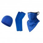 Ice Silk Sunscreen  Set Printing Neck Protector Triangle Scarf sleeves hat Royal Blue One size