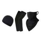 Ice Silk Sunscreen  Set Printing Neck Protector Triangle Scarf+sleeves+hat black_One size