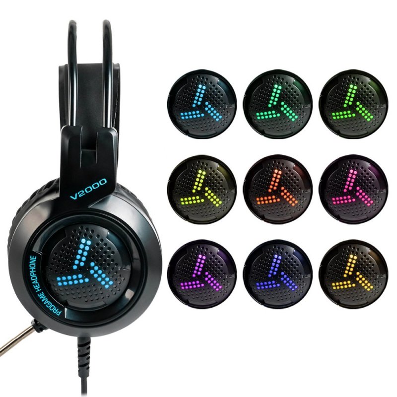 7.1 Surround Sound Gaming Headset With Microphone LED Colorful Game Headphones Bass Stereo for Xbox  