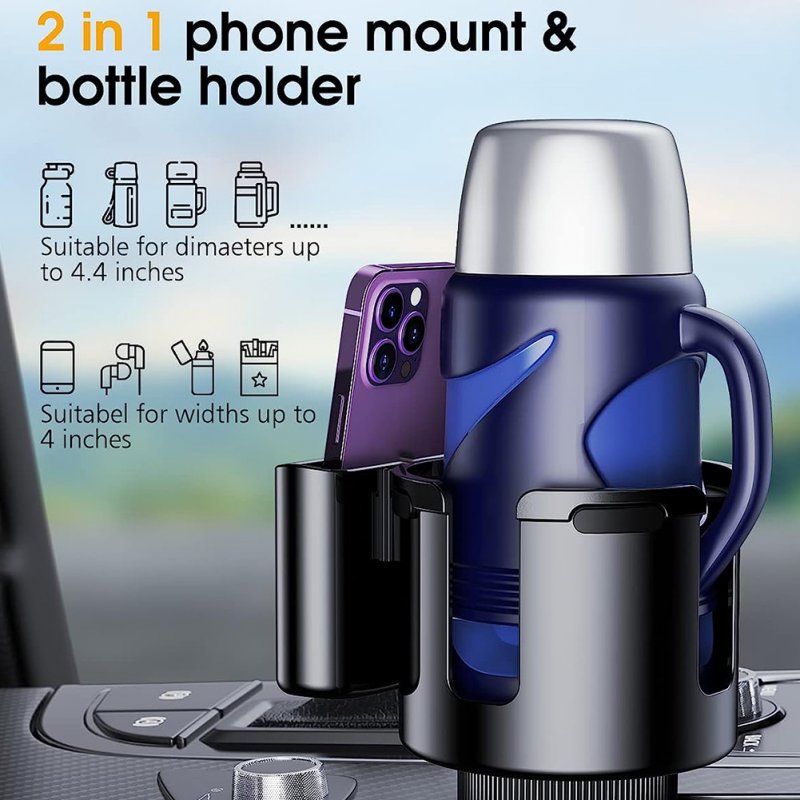 Cup Holder Extender For Car Extensible Adjustable Base Large Cup Drink Holder Removable Phone Mount Adapter 