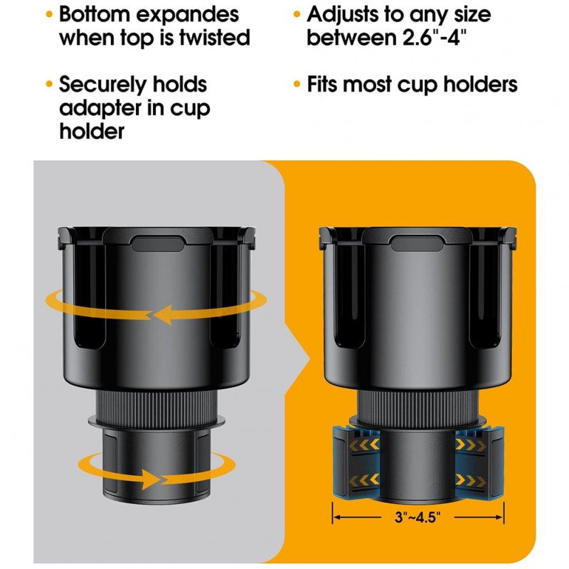 Cup Holder Extender For Car Extensible Adjustable Base Large Cup Drink Holder Removable Phone Mount Adapter 