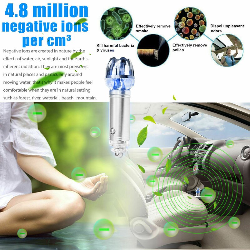 Negative Ion Car Air Purifier Freshening Deodorant Odor Smog Freshener Air Cleaner 