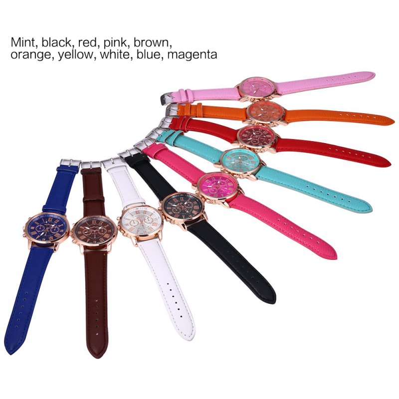 Female Leather Belt Casual Fashion Watches Three Six-Pin Quartz Watches 10 Pcs (Mixed Color)