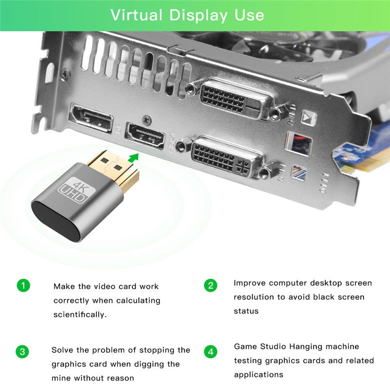 HDMI Virtual Display 4K HDMI DDC EDID Dummy Plug EDID Display 