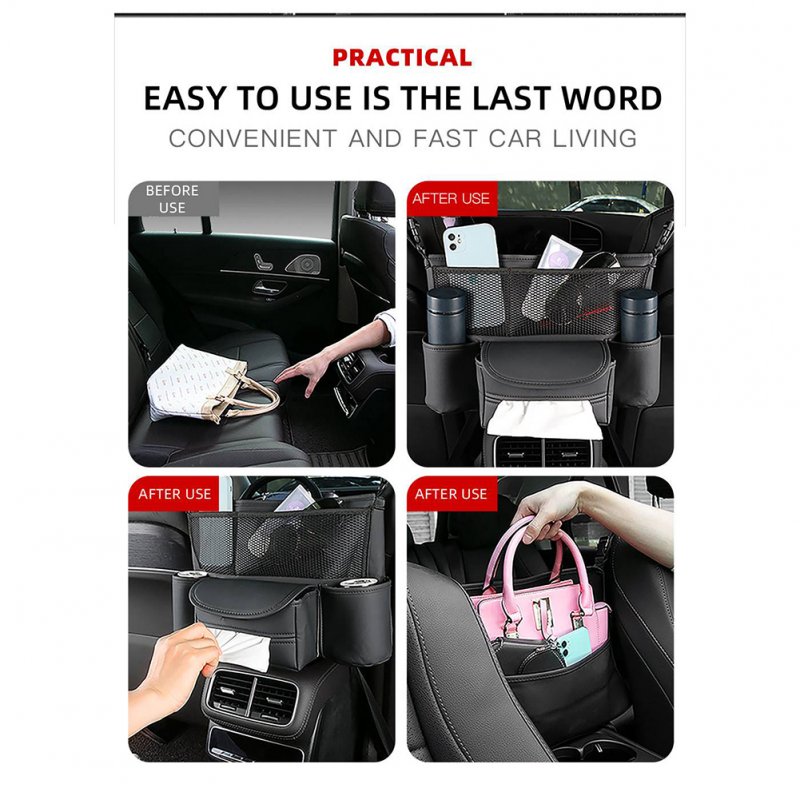 Car Seat Back Organizer PU Leather Handbag Holder Central Control 