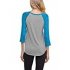 Imixcity Women Contrast Color Stitching 3 4 Sleeve T Shirt Blouse Tops