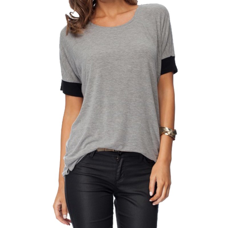 Imixcity Women's Casual Round Collar Short Sleeve T-Shirt Blouse Tops