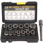Impact Bolt & Nut Remover Set, 14Pcs Bolt Extractor Tool Set With Hex Adapter Nut Remover, Chromium Molybdenum Steel Bolt Extractor Tool Set 14-piece nut removal set