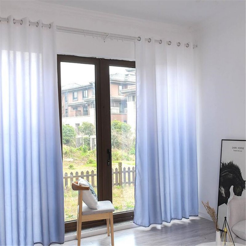 Gradient Wood Grain Printing Curtain Shading Drapes With Hanging Holes 1*2.7m High 