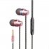 In Ear Earbud Headphones Heavy Bass Wired Headset Metal Earbud with Micphone Stereo Sound Effect Pink