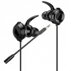 In-ear Gaming Headphones Dual Microphone Stereo Wire-controlled Headset For Computer Laptop Universal Black 3.5MM