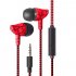In ear Wire controlled Headset with Microphone 3 5mm Stereo Plug Fashion Braided Wire Crack Earphones Blue