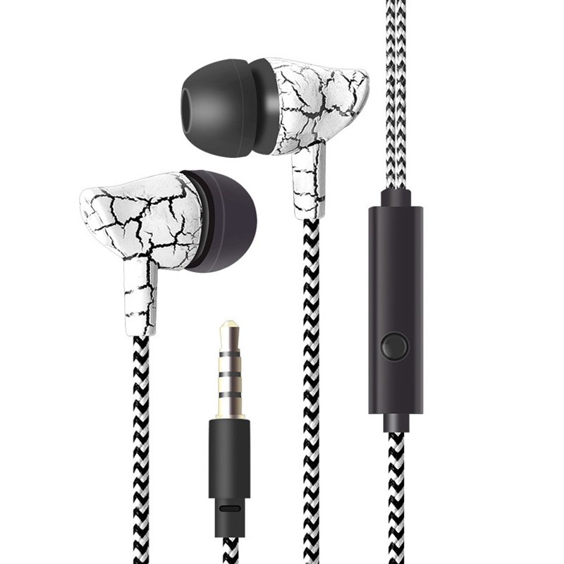 In-ear Wire-controlled Headset with Mic 3.5mm Stereo Plug Braided Earphone