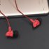 In ear Wire controlled Headset with Microphone 3 5mm Stereo Plug Fashion Braided Wire Crack Earphones Red