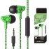 In ear Wire controlled Headset with Microphone 3 5mm Stereo Plug Fashion Braided Wire Crack Earphones Green